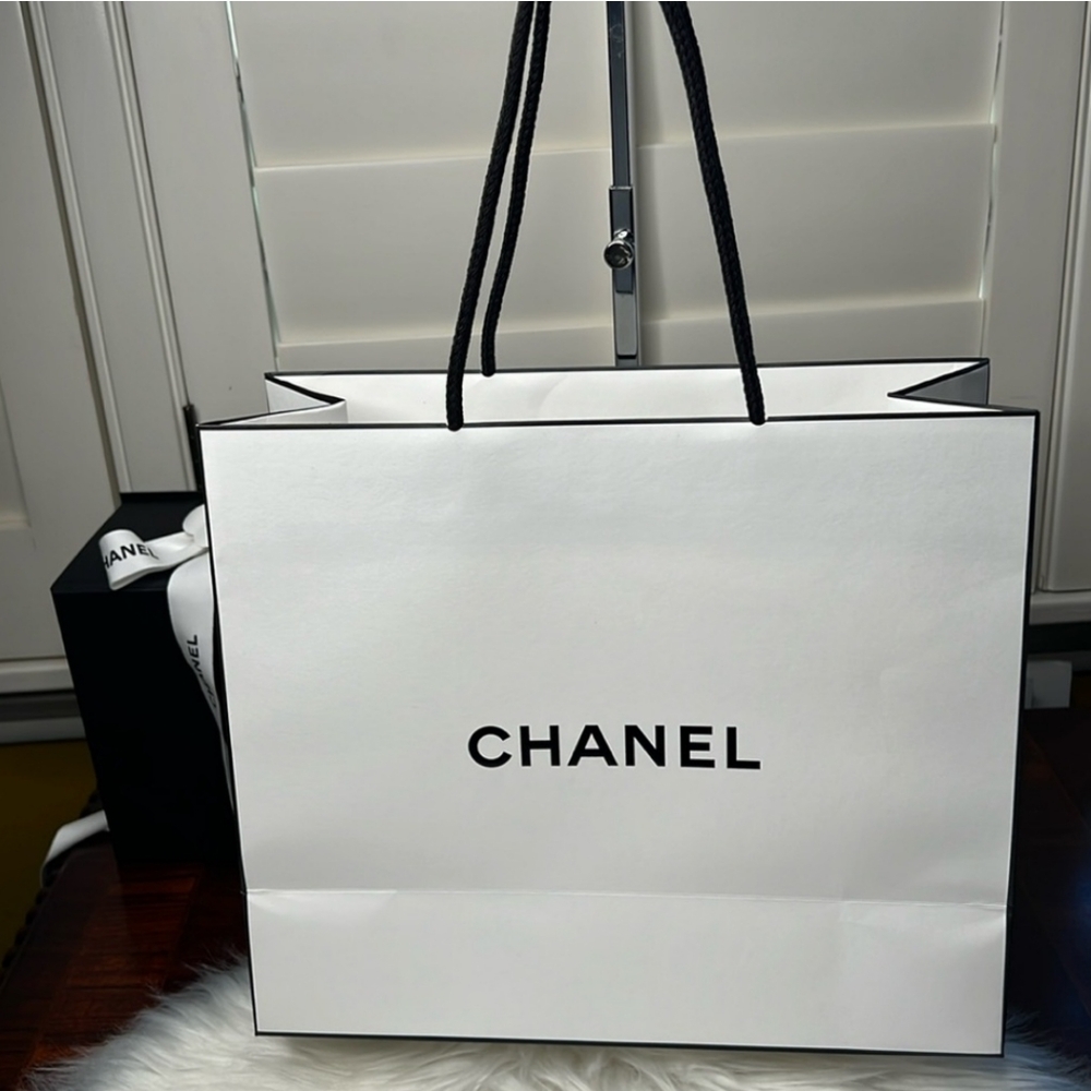 Empty Chanel White Shopping Bag NWOT 10.5" H x 11.5" W x 5" D - Picture 2 of 8